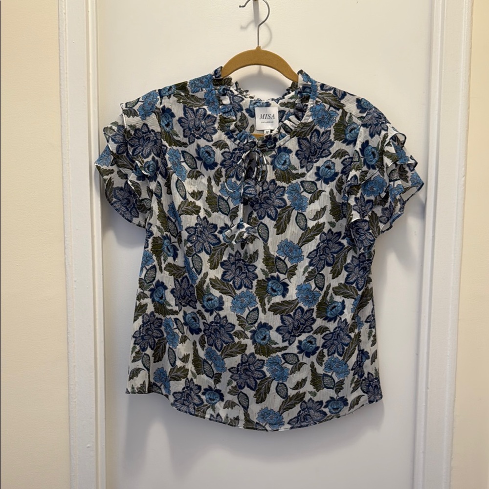 Misa Los Angeles Blue Floral Women's Top